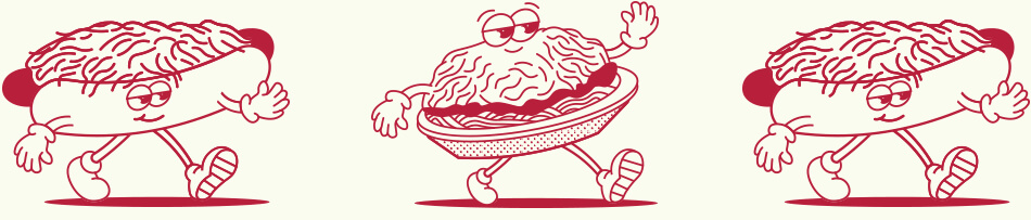 Cartoon characters representing classic Gold Star meals